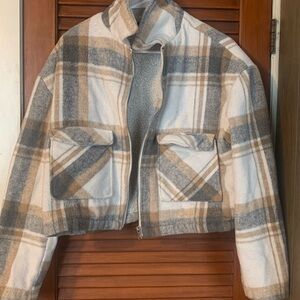 Ci Sono Cozy Sherpa Jacket in Cream and Tan